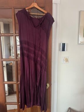 INC International Concepts Plum Lace-Trim Maxi Dress